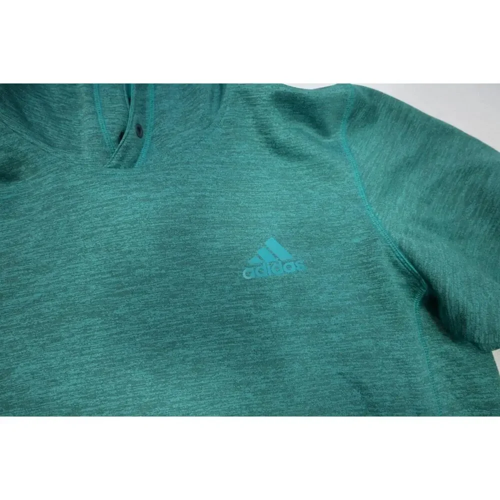 Adidas Hoodie Pull Over Fleece ClimaWarm‎ Teal Athletic Sweater Mens Size Large
